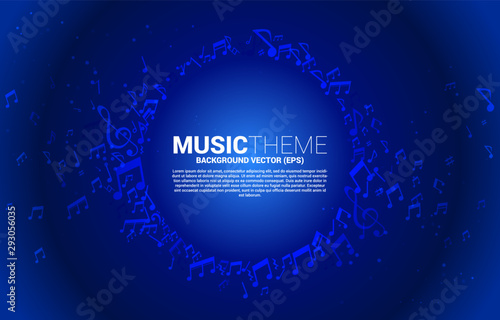 Vector template banner and poster music melody note dancing flow . Concept background for song and concert theme.