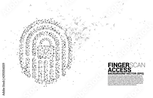 vector thumbprint icon from dot connect line polygon. background concept for finger scan technology and privacy access.