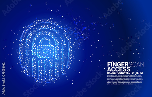 vector thumbprint icon from dot connect line polygon. background concept for finger scan technology and privacy access.