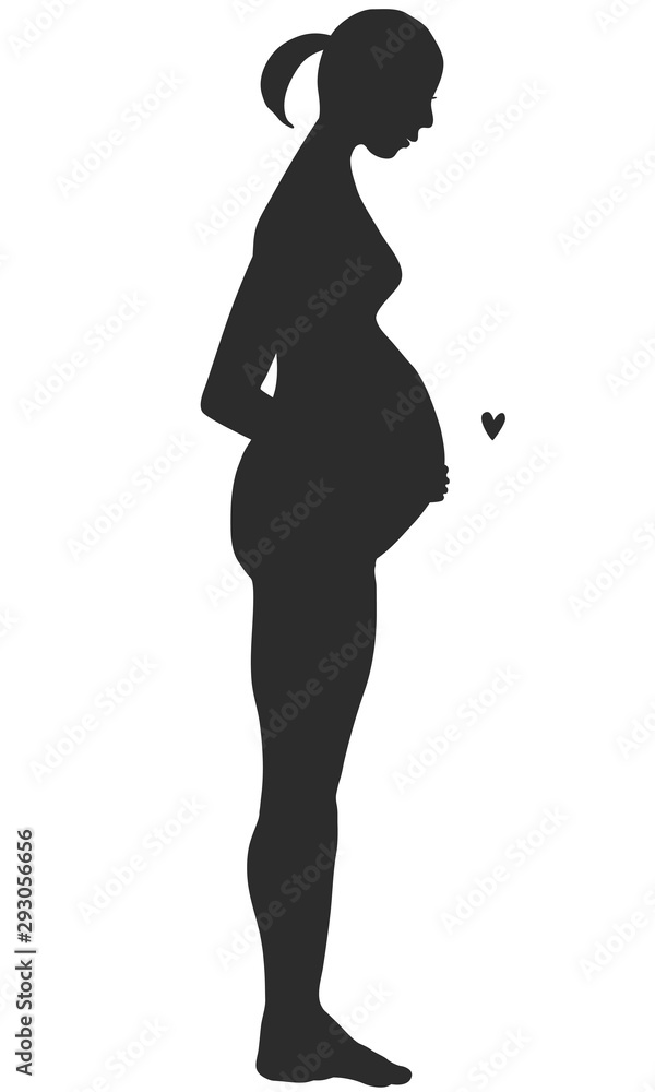 a silhouette of a standing pregnant woman 妊婦シルエット-直立