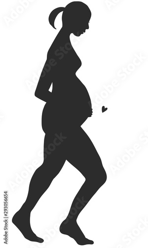 a silhouette of a pregnant woman stretching 妊婦シルエット-ストレッチ