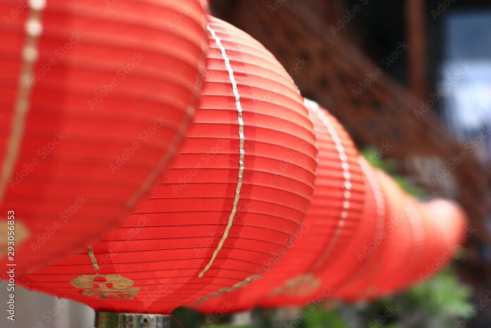 red chinese lantern in a round shape celebrating chinese new year festival