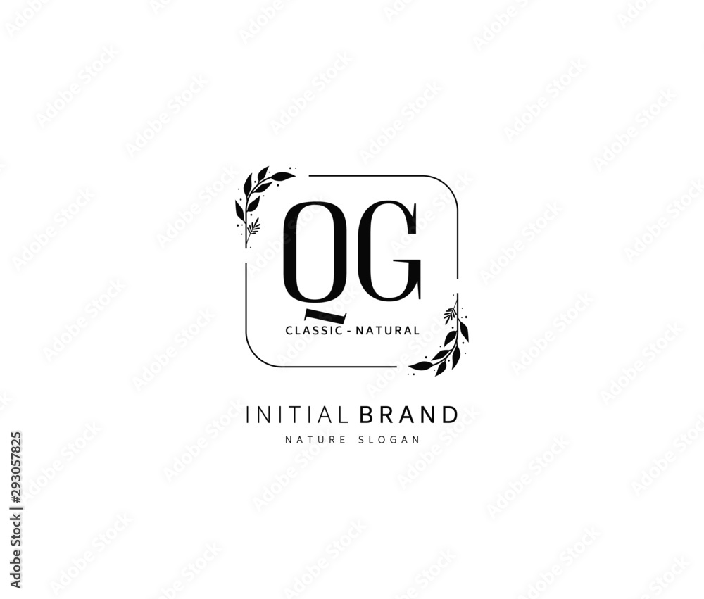 Obraz premium Q G QG Beauty vector initial logo, handwriting logo of initial signature, wedding, fashion, jewerly, boutique, floral and botanical with creative template for any company or business.