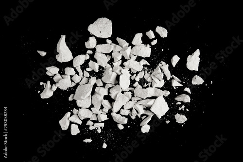 Rock stone broken explosion split piece isolated on black background photo hi resolution photo