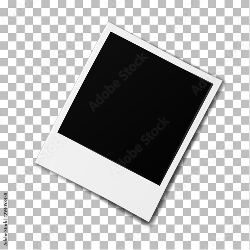 Realistic old photo frame isolated.