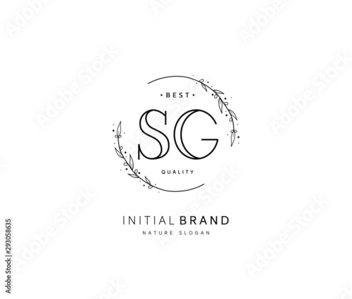S G SG Beauty vector initial logo, handwriting logo of initial signature, wedding, fashion, jewerly, boutique, floral and botanical with creative template for any company or business.