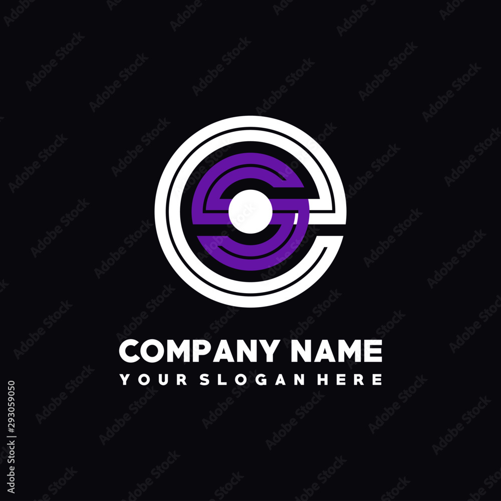 initial letter ES logo, round logo white, purple lowercase letters initial letter ES logo, round logo white, purple lowercase letters