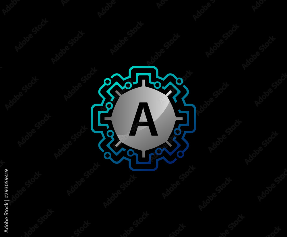 Network Connection Technology Letter A Logo Icon. Network Connection Technology Letter A Logo Icon.