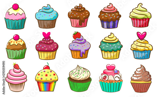 cupcake  vector set clipart design