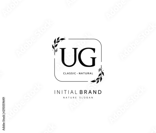 U G UG Beauty vector initial logo, handwriting logo of initial signature, wedding, fashion, jewerly, boutique, floral and botanical with creative template for any company or business.