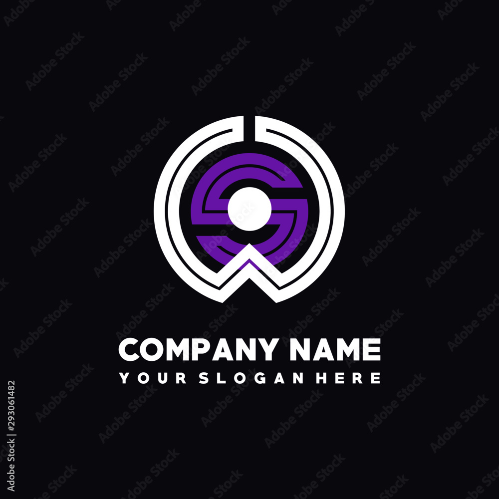 initial letter WS logo, round logo white, purple lowercase letters initial letter WS logo, round logo white, purple lowercase letters