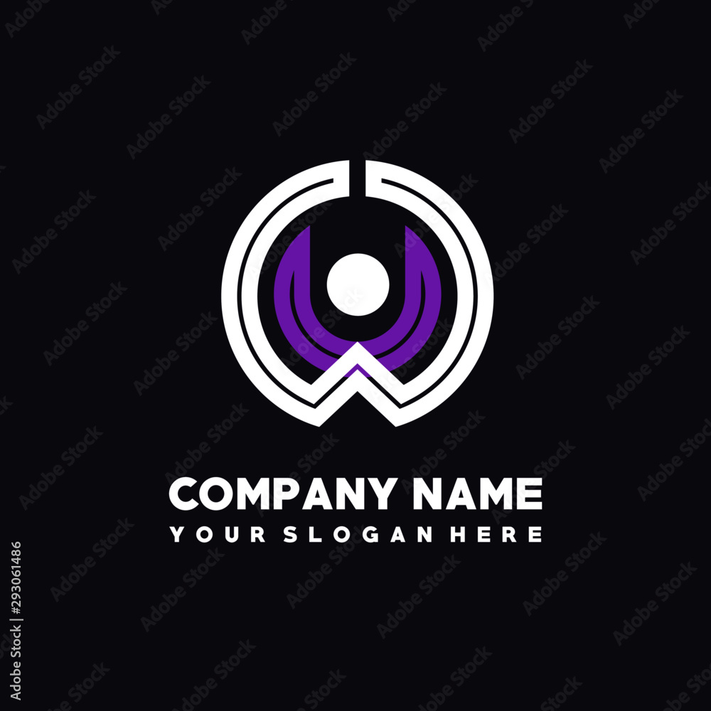 initial letter WU logo, round logo white, purple lowercase letters initial letter WU logo, round logo white, purple lowercase letters