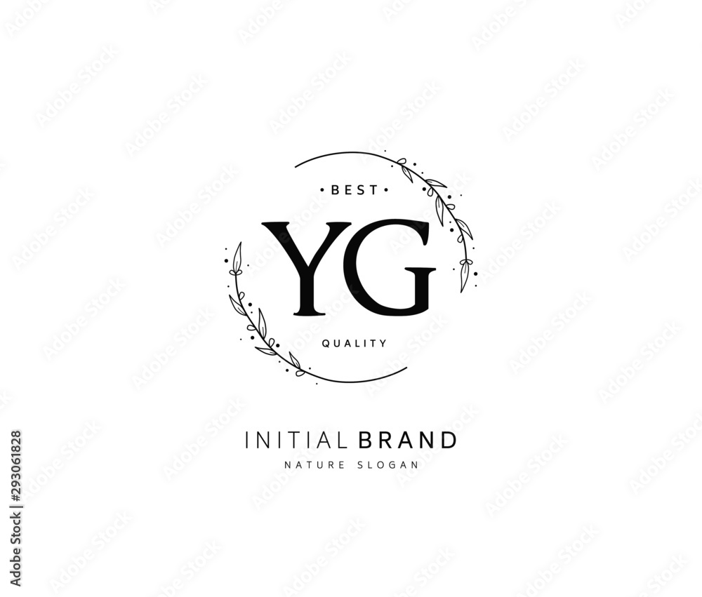 Naklejka premium Y G YG Beauty vector initial logo, handwriting logo of initial signature, wedding, fashion, jewerly, boutique, floral and botanical with creative template for any company or business.