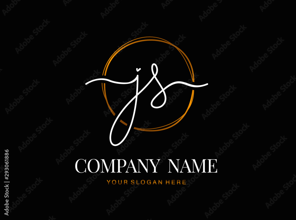 J S JS Initial handwriting logo design with circle. Beautyful design handwritten logo for fashion, team, wedding, luxury logo. J S JS Initial handwriting logo design with circle. Beautyful design handwritten logo for fashion, team, wedding, luxury logo.