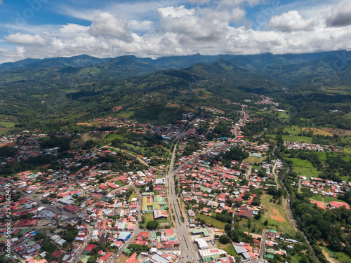 Beautiful aerial view of Perez Zeledon Town and Church in Costa Rica photo