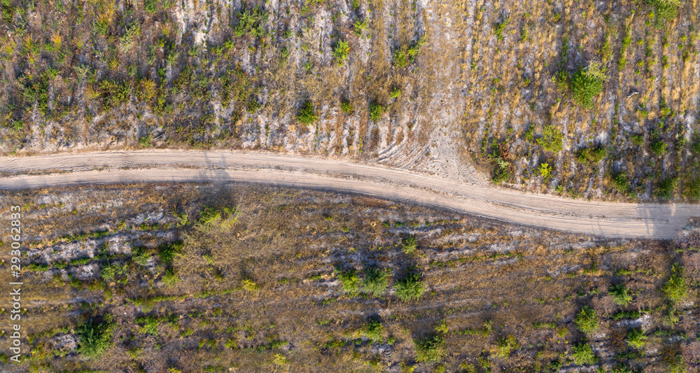 country road, view from above country road, view from above