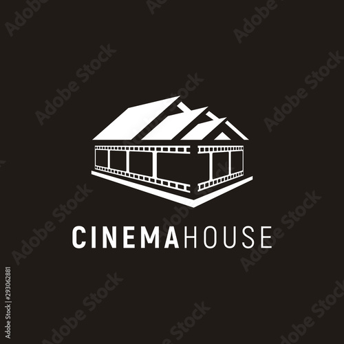 Cinema House Production with Filmstrip logo design