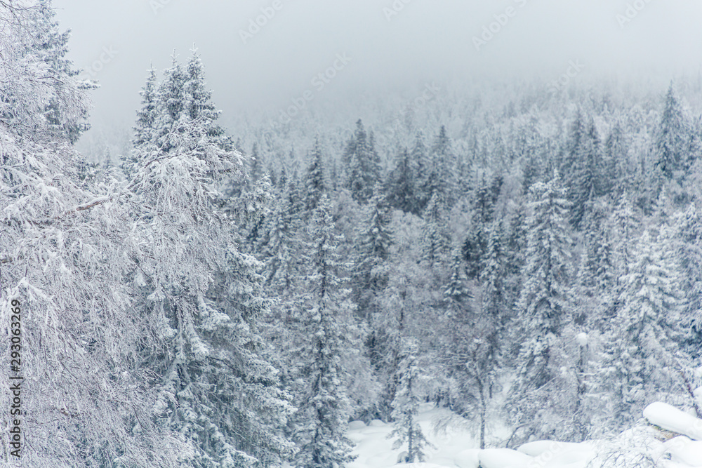 Winter landscape. Taganay national Park, Chelyabinsk region, South Ural, Russia