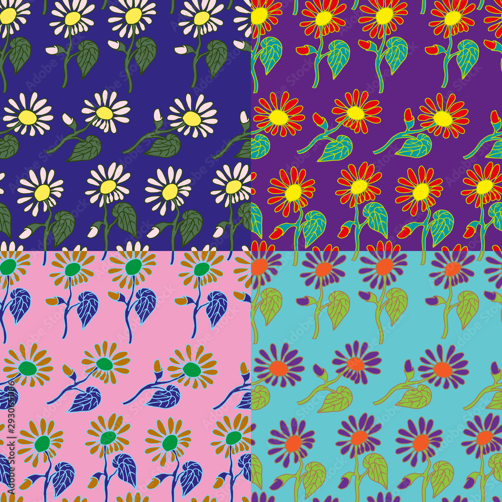 Seamless floral pattern of hand-drawn