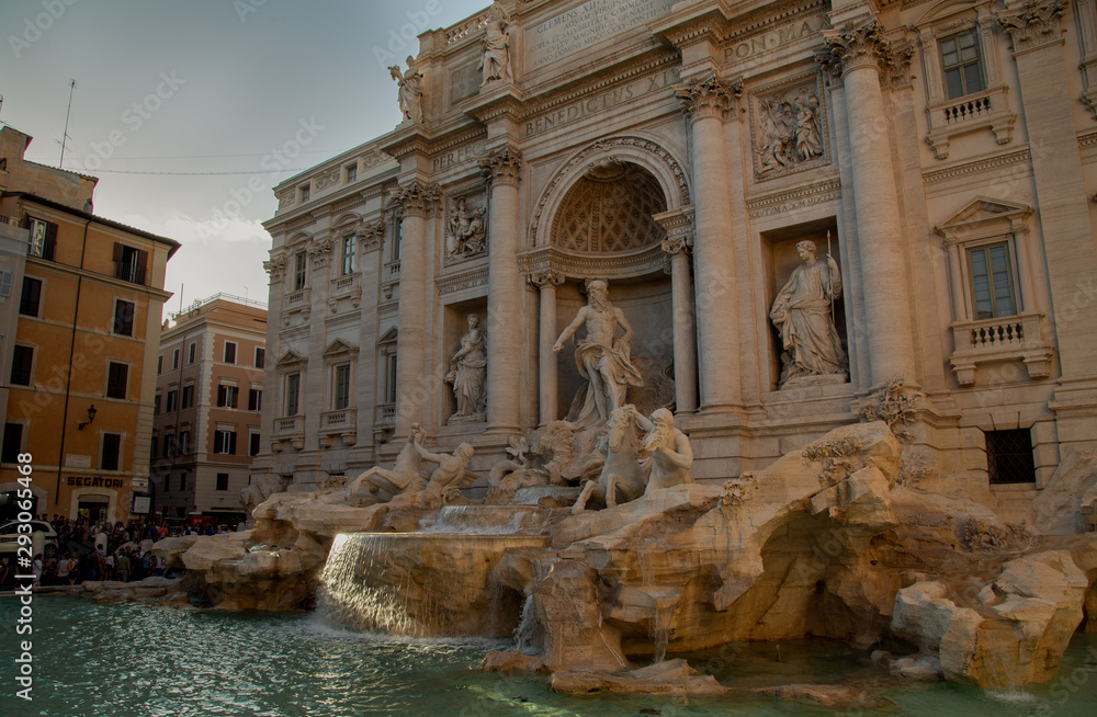 Rome, Italy. Famous Trevi Fountain and Palazzo Poli (Italian: Fontana di Trevi) in italian city of Roma.