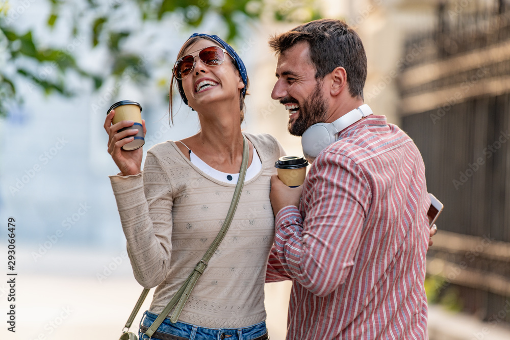 Fototapeta premium Smiling couple in love outdoors