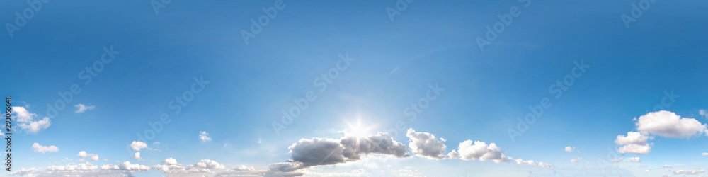 Seamless cloudy blue sky hdri panorama 360 degrees angle view with zenith and beautiful clouds for use in 3d graphics as sky dome or edit drone shot Seamless cloudy blue sky hdri panorama 360 degrees angle view with zenith and beautiful clouds for use in 3d graphics as sky dome or edit drone shot