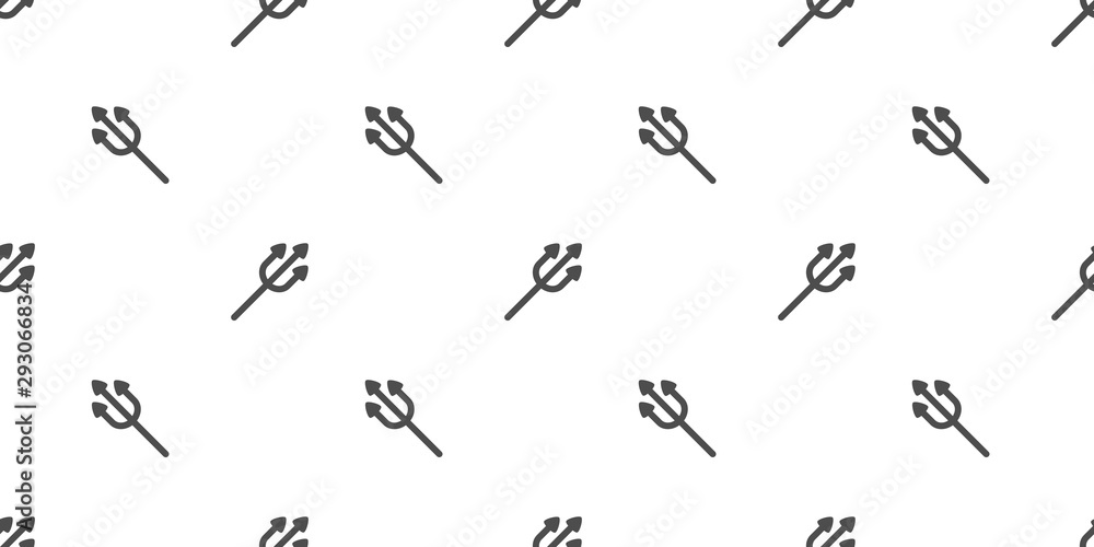 Naklejka premium Dark grey devil trident seamless pattern. Simple vector illustration background.