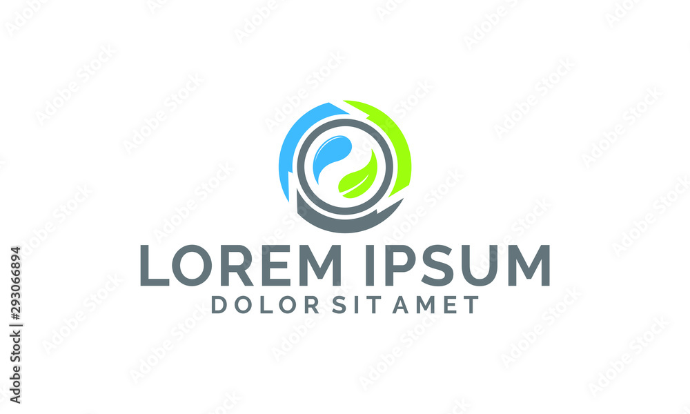 Environment technology logo template icon isolated vector with water and leaf symbol in flat design pictogram illustration Environment technology logo template icon isolated vector with water and leaf symbol in flat design pictogram illustration