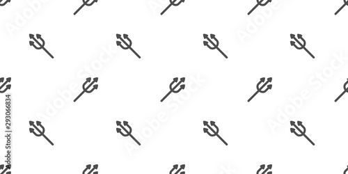 Dark grey devil trident seamless pattern. Simple vector illustration background.