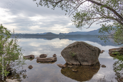 Beautiful landscape on mountain lake Burabay, Borovoye, Kazakhstan photo