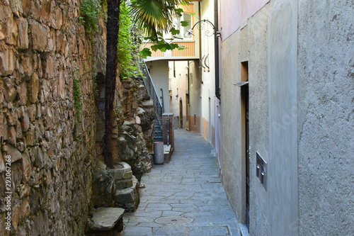 Street in the village of Gandria on lake Lugano  Switzerland.