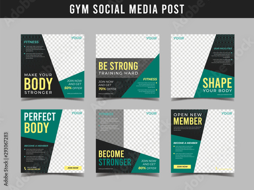 Gym square banner template. Promotional banner for social media post, web banner and flyer Vol.10