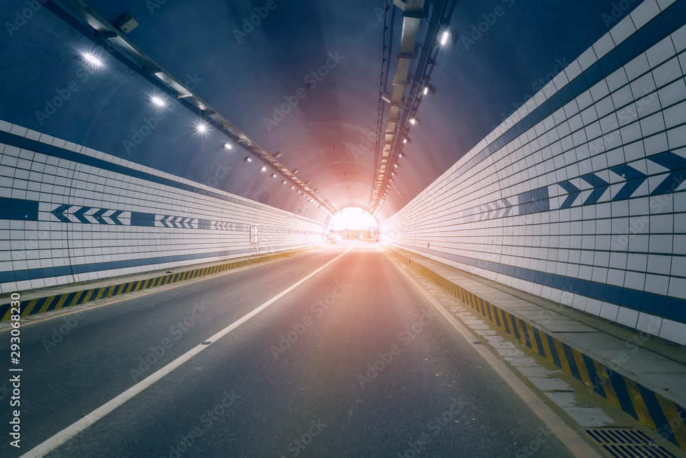 Car driving on to tunnel. Car driving on to tunnel.