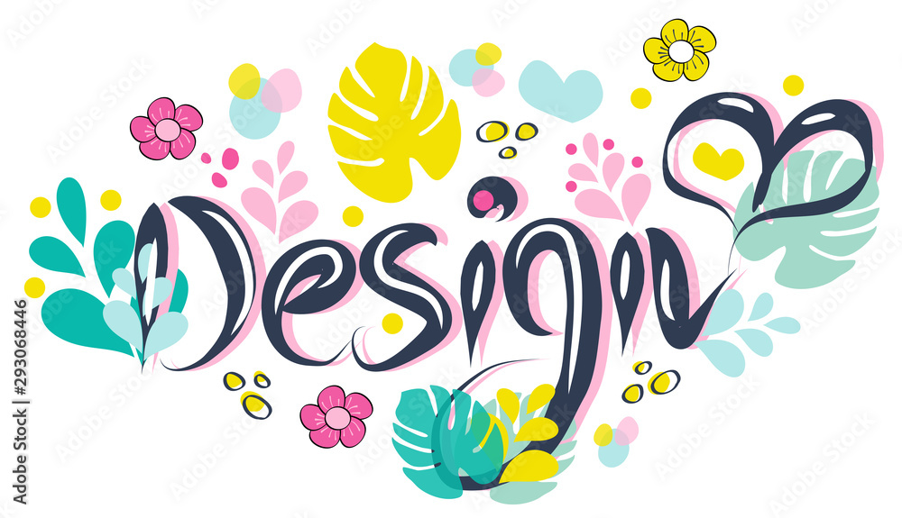 Design vector greeting card or postcard. Floral background