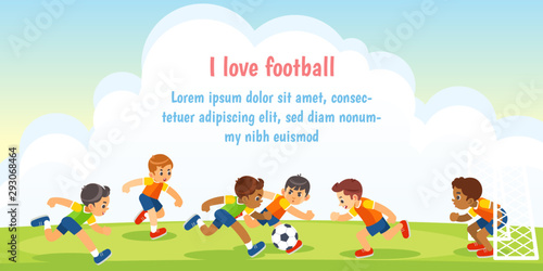 Kids sport football. template banner, presentation, cards, posters web page Vector illustration