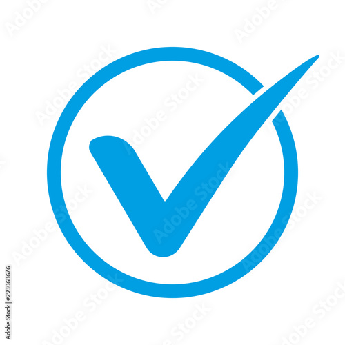 blue checkmark icon.checklist symbol.round check button.Correct,agree,checklist,click,accept,choose,confirm,tick,ok,yes icon vector illustration for web and mobil app on white background