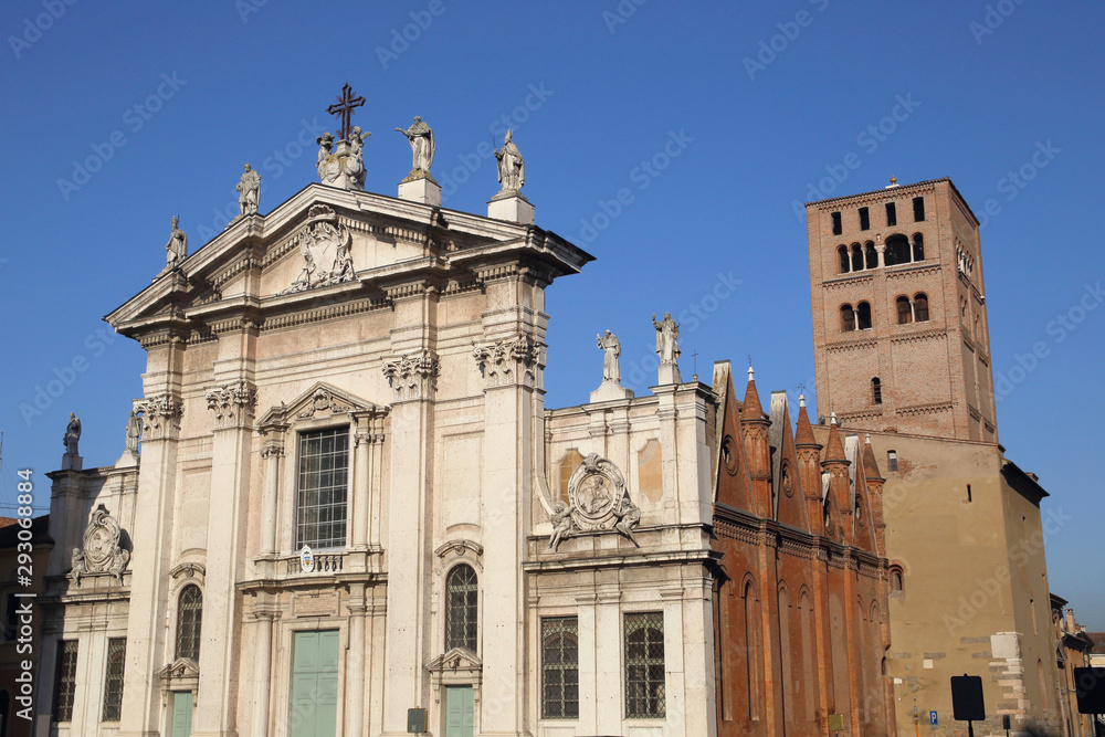 cathedral in the historic old town of Mantua, Italy