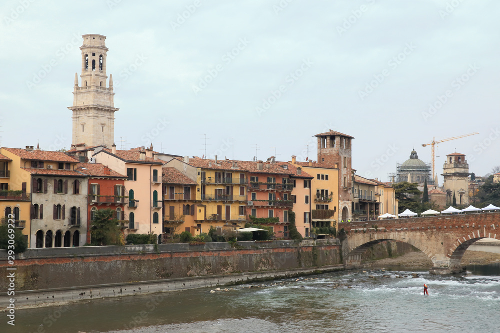 cityscape of Verona and river, Italy 