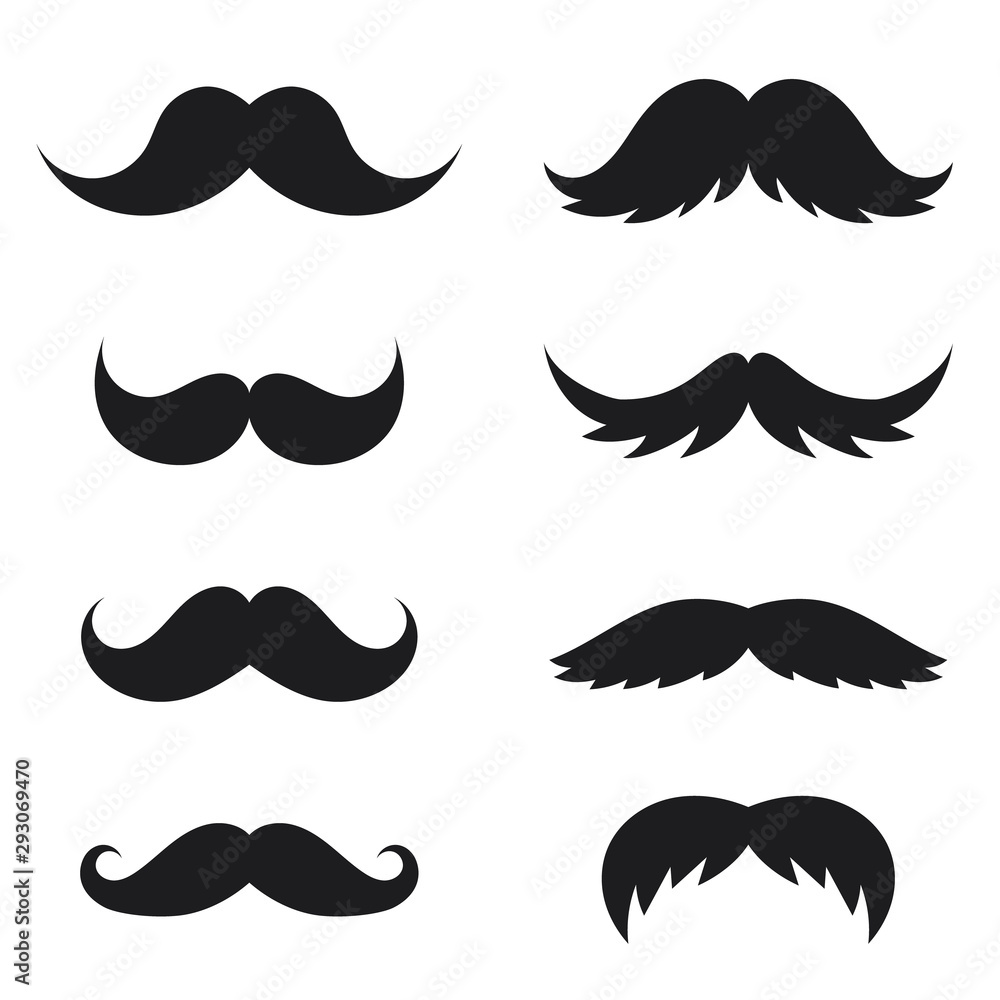 Mustaches icon collection. Moustache symbol set. Mustaches icon collection. Moustache symbol set.