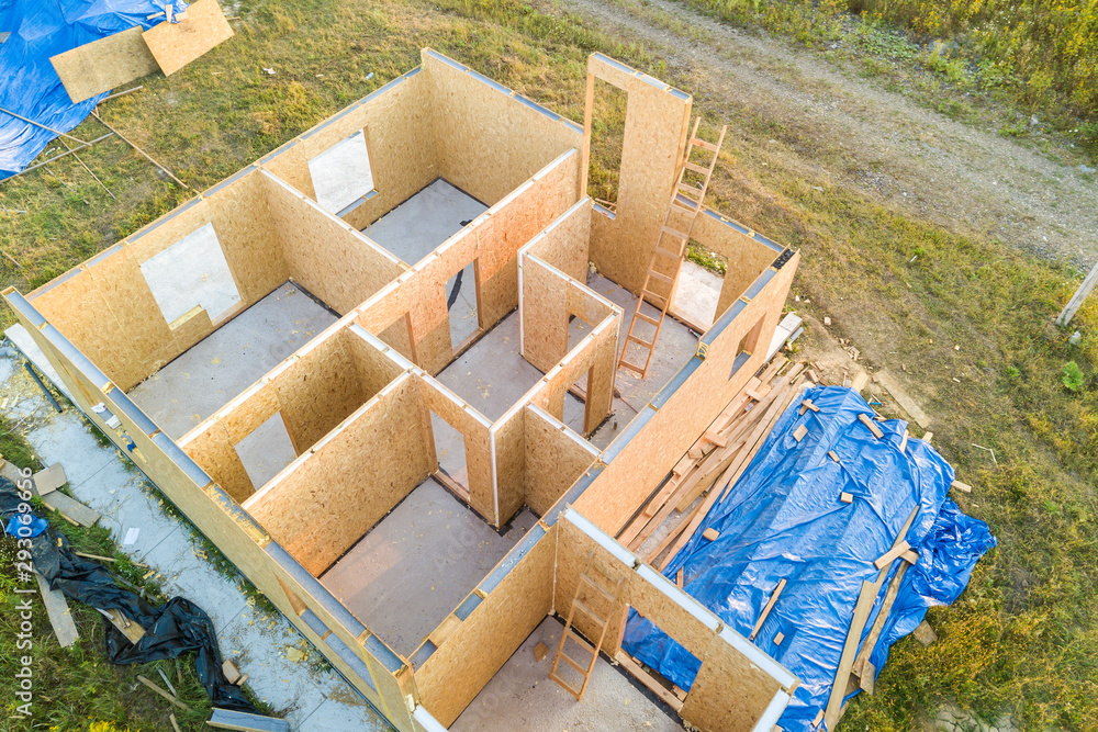 Construction Of New And Modern Modular House Walls Made From Composite