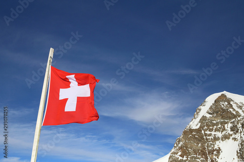  Swiss flag at Jungfraujoch, Switzerland