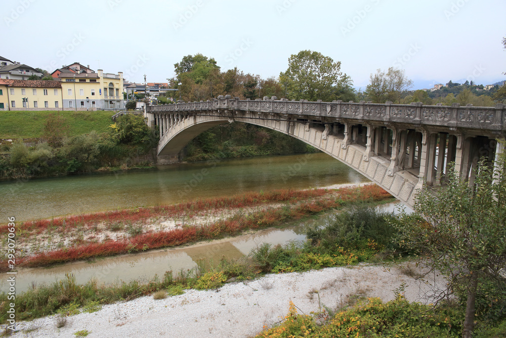 scenic landscape at the broken bridge of Belluno, Italy