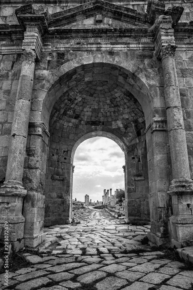 South gate of the greco-roman ancient city of Jerash, Gerasa Governorate, Jordan 