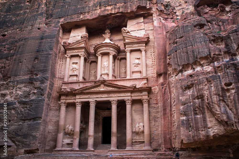 Rock-cut facade of Al-Khazneh (The Treasury), Petra, Ma'an Governorate, Jordan
