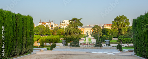 A area called El Parterre in public Retiro Park of Madrid, Spain. Beautiful trees and flowers.