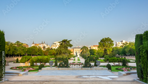 A area called El Parterre in public Retiro Park of Madrid, Spain. Beautiful trees and flowers.