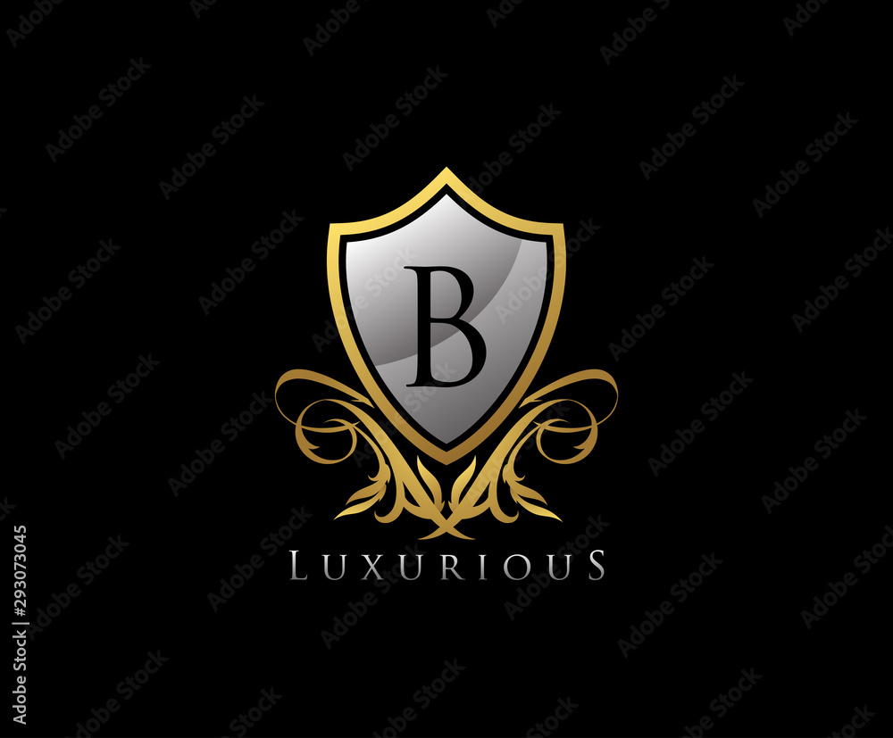 Classy Shield Letter B Gold Letter Logo Icon. Classy Shield Letter B Gold Letter Logo Icon.