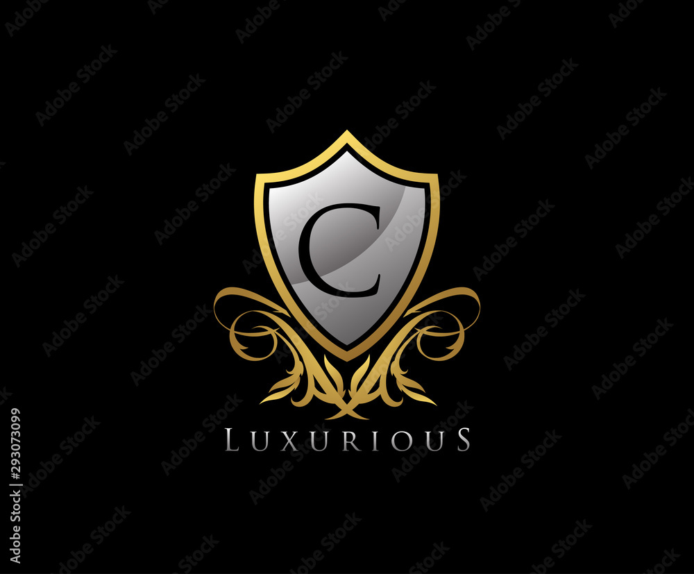 Classy Shield Letter C Gold Letter Logo Icon. Classy Shield Letter C Gold Letter Logo Icon.