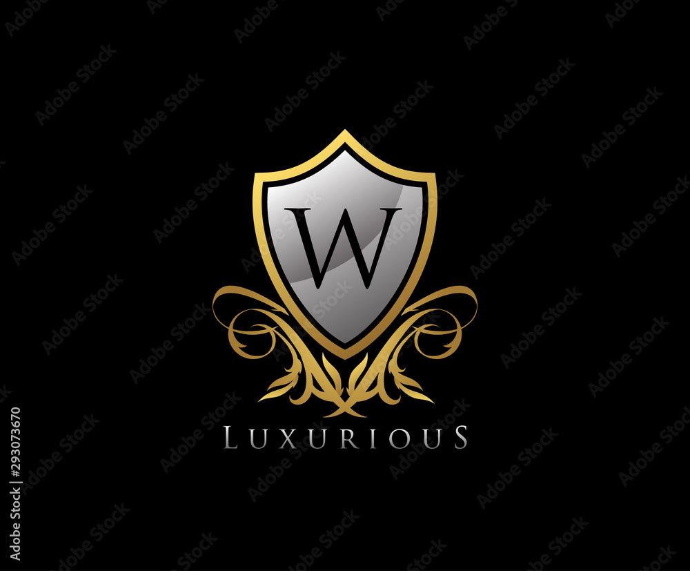 Classy Shield Letter W Gold Letter Logo Icon. Classy Shield Letter W Gold Letter Logo Icon.