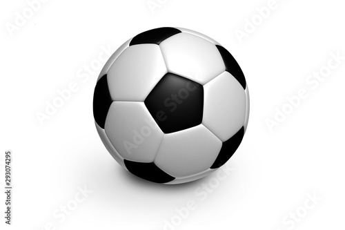 Soccer Ball  Football With Shadow - Black And White 3D Illustration Isolated On White Background
